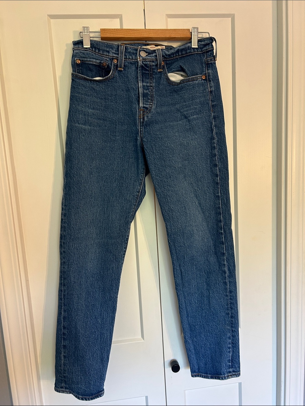 Levi's Blue Denim Wedgie Jeans - Contrast Stitching